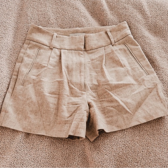 Reiss Tan High Waist Shorts with Tailored Fit - Picture 3 of 10